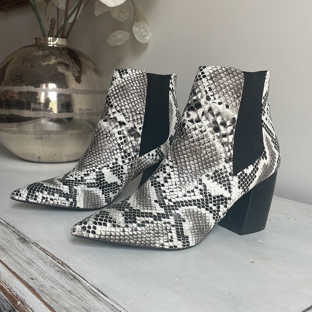 Snake skin booties! Worn once - in perfect condition